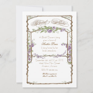 Invitation Style Letterpress Vintage Faux Bois Trellis Coral