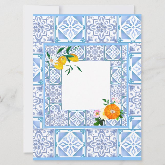 Invitation style méditerranéen,citron,style amalfi, (Devant)