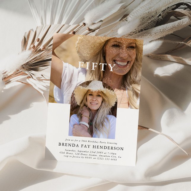Invitation Style minimal photo CINQUANTE 50e anniversaire (Créateur téléchargé)