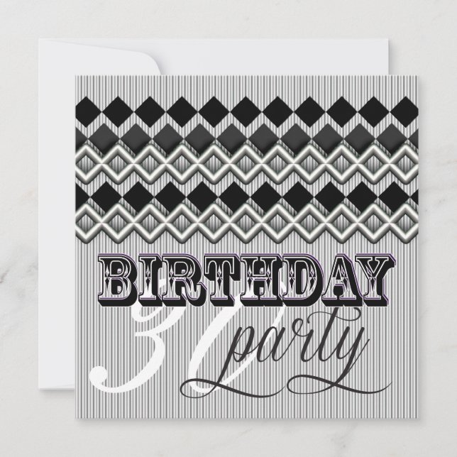 Invitation Style Mixup Stripy Diamond Age fête d'anniversaire (Devant)