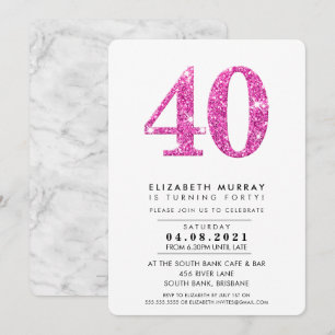 Invitation STYLE MODERNE 40e anniversaire parties scintillant