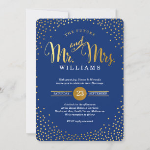 Invitation STYLE MODERNE MARIAGE or confetti bleu marine