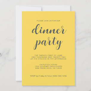 Invitation Style moderne Script lumineux Jaune lumineux dîner