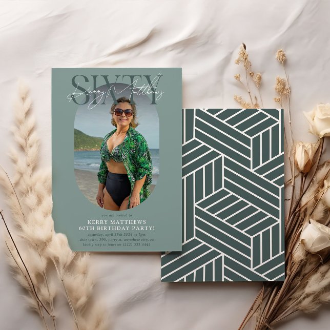 Invitation Style Oval Photo & Signature 60e anniversaire (Créateur téléchargé)