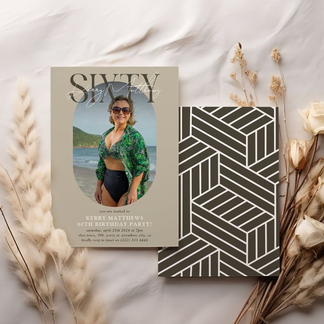 Invitation Style Oval Photo & Signature 60e anniversaire (Créateur téléchargé)