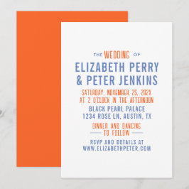Invitation Style Retro Mariage bleu orange