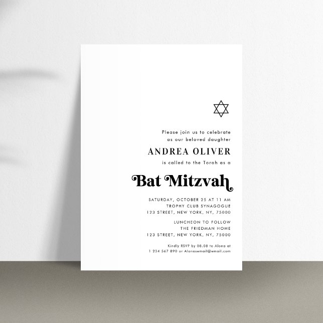 Invitation Stylé Retro Script Gras Minimaliste Bar Mitzvah (Créateur téléchargé)