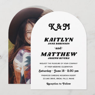 Invitation Style Retro Typographie Monogramme Mariage photo