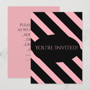 Invitation Style rose et noir larges bandes