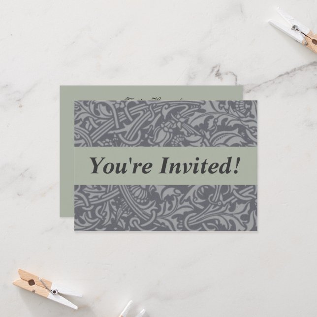Invitation Style Scottish Thistle Knot William Morris (Devant/Arrière en situation)