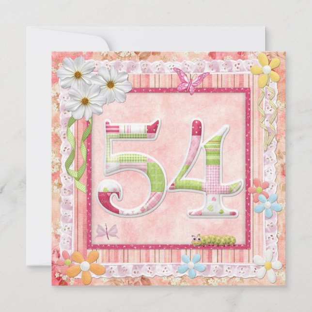 Invitation style scrapbooking pour la fête du 54e anniversair (Devant)