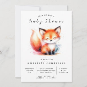 Invitation Style Woodland Look Fox Baby shower