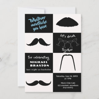 Invitation Styles de moustache noir et blanc pour enterrement