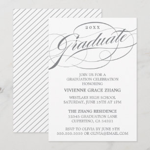 INVITATION STYLISE ÉLÉGANTE SCRIPT GRADUATE PARTITE INVITATIO