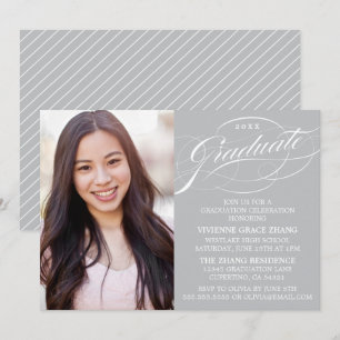 INVITATION STYLISE ÉLÉGANTE SCRIPT GRADUATE PARTITE INVITATIO