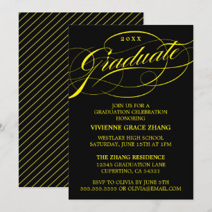 INVITATION STYLISE ÉLÉGANTE SCRIPT GRADUATE PARTITE INVITATIO