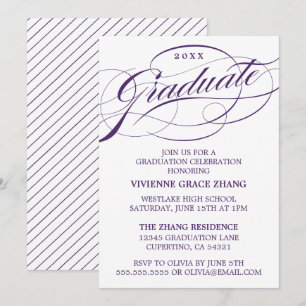 INVITATION STYLISE ÉLÉGANTE SCRIPT GRADUATE PARTITE INVITATIO