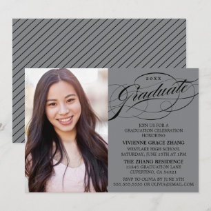 INVITATION STYLISE ÉLÉGANTE SCRIPT GRADUATE PARTITE INVITATIO