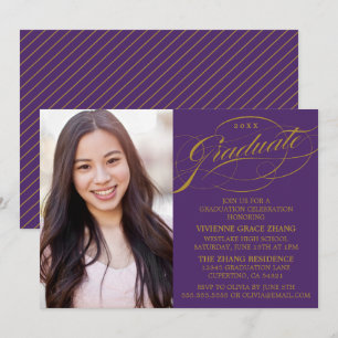 INVITATION STYLISE ÉLÉGANTE SCRIPT GRADUATE PARTITE INVITATIO