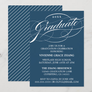 INVITATION STYLISE ÉLÉGANTE SCRIPT GRADUATE PARTITE INVITATIO