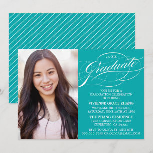 INVITATION STYLISE ÉLÉGANTE SCRIPT GRADUATE PARTITE INVITATIO