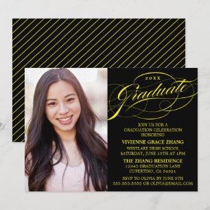 INVITATION STYLISE ÉLÉGANTE SCRIPT GRADUATE PARTITE INVITATIO