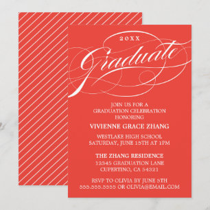 INVITATION STYLISE ÉLÉGANTE SCRIPT GRADUATE PARTITE INVITATIO