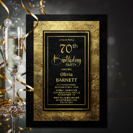 Invitation Stylish Black Gold 70th Birthday Party