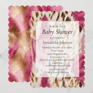 Invitation Stylish Girly Rose White Gold Zebra