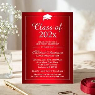 Invitation Stylish Gradient Hot Red Classe De Graduation Part