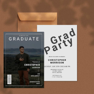 Invitation Stylish Magazine Couverture Photo Graduate Invitat
