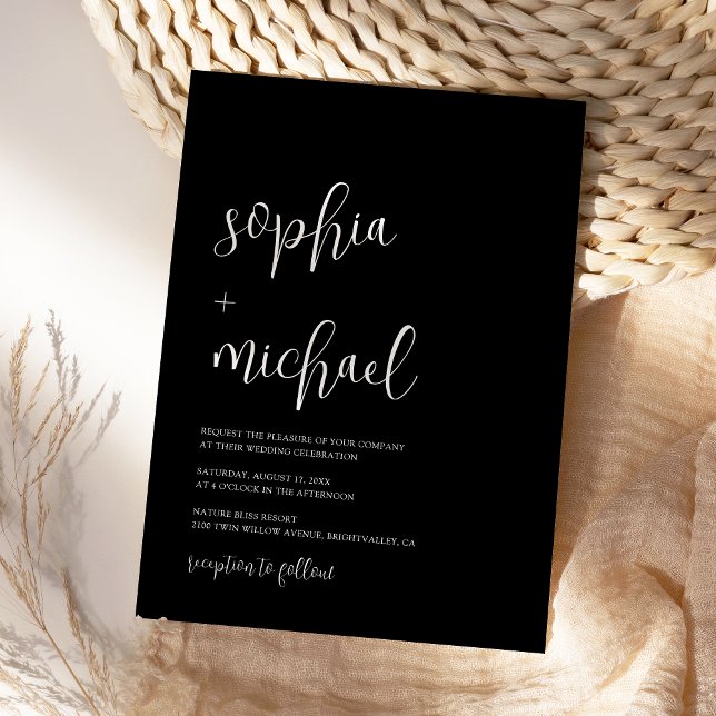 Invitation Stylish Modern Calligraphy Black Wedding (Créateur téléchargé)