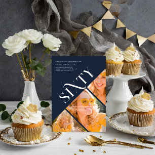 Invitation Stylish Moderne Soixante   60e Anniversaire 3 Phot