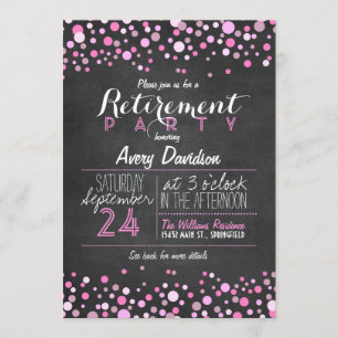 Invitation Stylish Pink Retro Chalkboard Parti de retraite