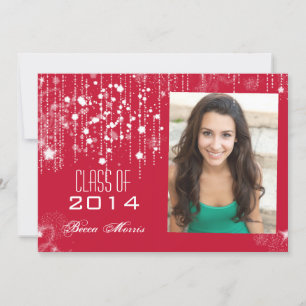 Invitation Stylish Strings of Light Red Photo Graduation 2014