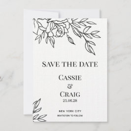 Invitation Stylo & Encre Rose Mariage Enregistrer La Date