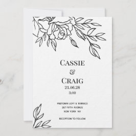 Invitation Stylo et encre Rose Mariage de luxe papier épais I