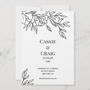 Invitation Stylo et encre Rose Mariage de luxe papier épais I