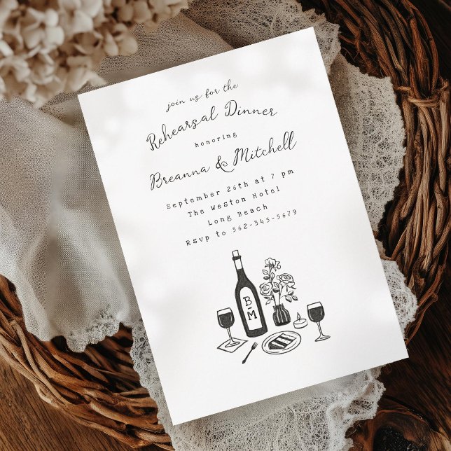 Invitation Stylo et Encre Whimsical main tiré Dîner de répéti (Créateur téléchargé)