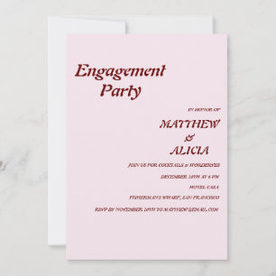 Invitation Stylo Retro pêche rose de la partie Engagement Inv