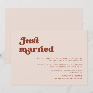 Invitation Stylo rétro rose pêche Juste marié