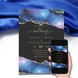 Invitation Sublime AGATE Purple Blue Gold Parties scintillant