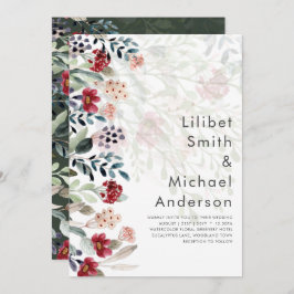 Invitation Sublime Bourgogne Bleu Fleur sauvage Élégant Maria