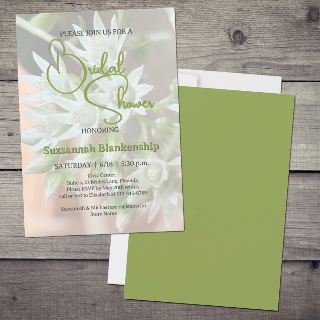 Invitation Subtile Succulent Arrière - plan Fête des mariées (bridal shower template front and back)