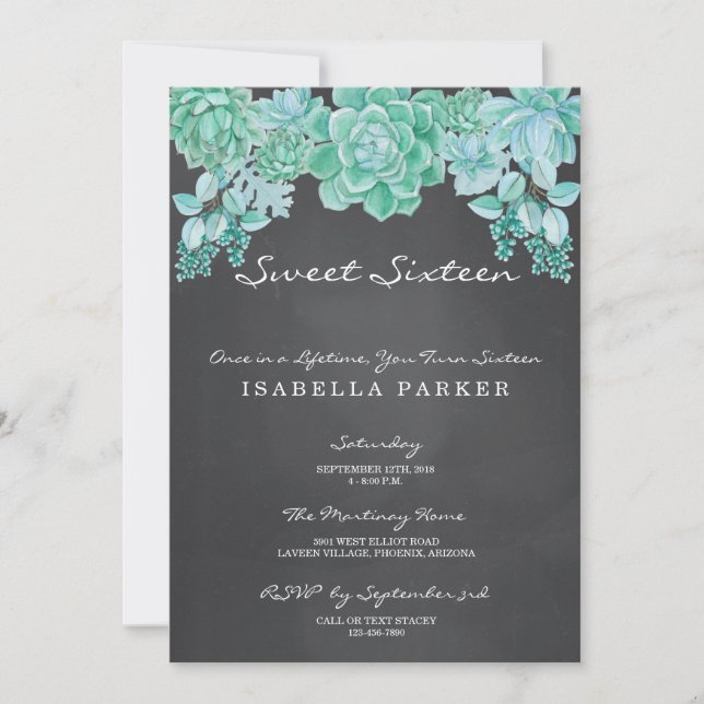 Invitation Succès sur le parti Sweet sixteen de tableau de bo (Devant)