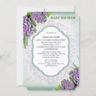 Invitation Succulent Baby shower de bouquet de couleur verte 