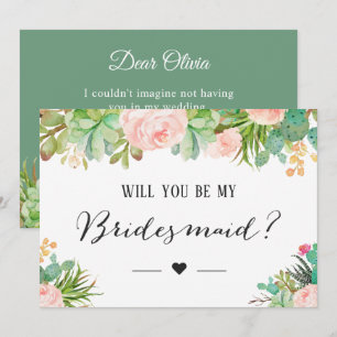Invitation Succulent Cactus Floral Serez-Vous Ma Femme D'Accu