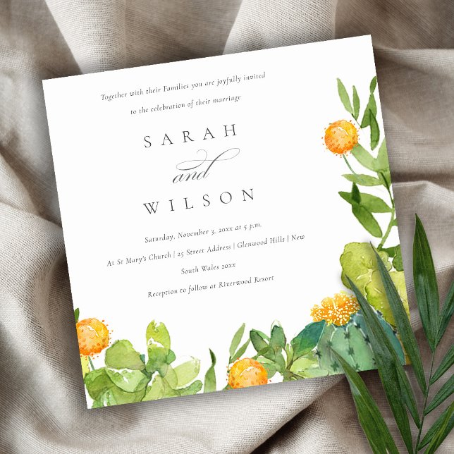 INVITATION SUCCULENT CACTUS JARDIN FLORAL MARIAGE DE COULEUR  (Créateur téléchargé)