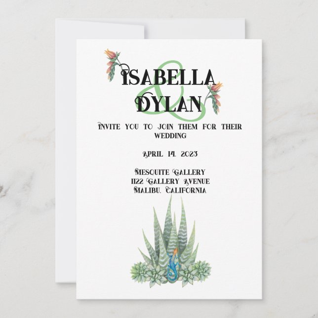 Invitation Succulent Desert Mariage thème (Devant)