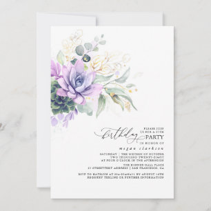 Invitation Succulent verdure or Feuilles Boho Anniversaire In